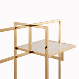 Cửa Hàng Quần Áo Thiết Kế Cửa Sổ Showcase Lịch Thi Đấu Hiển Thị Đứng Giá Rose Gold Tầng Thường Vụ Hiển Thị Đơn Vị Cửa Hàng Quần Áo LED Light - Product Image 5