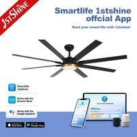 1stshine LED Ventilateur de Plafond 65 Pouces Industriel 3 Couleurs Led Light Grand Ventilateur de Plafond avec Smart APP Control