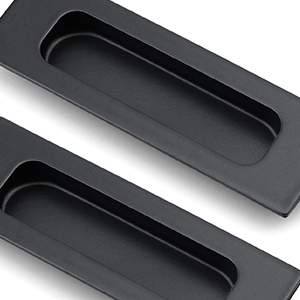 Black Rectangular Recessed Bypass Door <strong>Handles</strong> Barn Door Finger <strong>Pull</strong> Set Sliding Closet Door <strong>Handles</strong> - Product Image 4