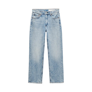 Classic <b>Women</b> Straight Fit Denim <b>Jeans</b> Comfort Stretch Mid Rise Solid Breathable Eco-Friendly Soft Fabric Everyday Casual Wear - Product Image 1