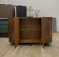 Console d'entrée en noyer de style Mid-Century, buffet de luxe léger en pierre frittée, meuble de rangement minimaliste pour salon et salle à manger