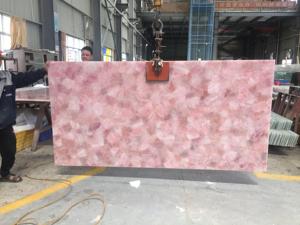 Paneles de Pared y Pisos de Cuarzo Rosa Natural, Losa de Cristal Rosa Pulido, Retroiluminado, Moderno, Ecológico e Impermeable - Product Image 4