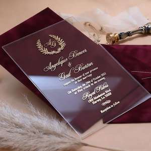 Coated Paper Wedding Invitation <b>Cards</b> <b>Gold</b> Foil Embossing Eco-Friendly 3D Digital Printing Modern Design for Mother's Day - Product Image 1
