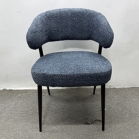Chaise de salle à manger moderne rembourrée en bouclette, siège rond capitonné, dossier incurvé ouvert, pieds en métal pour la maison et les cafés – Offre Spéciale