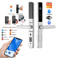 TYSH - Puerta Inteligente para Exteriores, Impermeable, con Control Remoto por Aplicación Wi-Fi, Llave Digital, Lector Biométrico de Huellas Dactilares, Aleación de Aluminio, Tuya Smart