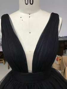 Artı Boyutu Yeşil Mor Siyah Tül Gelinlik Modelleri Düz Renk vestidos de fiesta fırfır kabarık aplikler doğal prenses elbisesi - Product Image 2