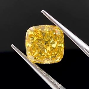 High Quality Loose CVD Diamond 5.04ct VVS2 <b>Cushion</b> Cut Fancy Intense Yellow Lab Grown Diamond - Product Image 1