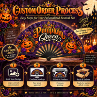Éventail Pliant Personnalisé en Gros OEM 13 po (33 cm) en Bois, Plastique, Bambou, Citrouille, Reine, pour Fête d'Halloween