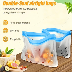 Huamaohengchun Paquete de 30 Bolsas Reutilizables de Silicona para Almacenamiento de Alimentos, 4 Tamaños, a Prueba de Fugas, Aptas para Lavavajillas, Bolsas Reutilizables para Congelador - Product Image 5