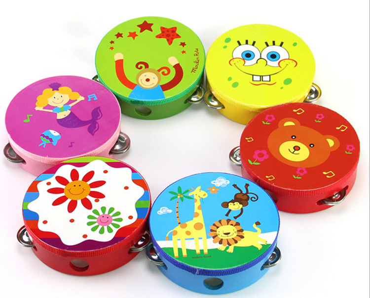 Лидер продаж, картонные деревянные игрушки-барабаны Монтессори с животными