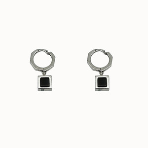S925 Pure Silver Black Square Drop <b>Earrings</b> Geometric Bezel Setting Everyday Wear <b>Fine</b> Dangle <b>Earrings</b> - Product Image 5