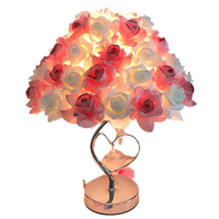 Lampe de table fleur éternelle avec alimentation secteur lumière d'ambiance décorative rose E26