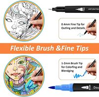24 stylos marqueurs à double pointe pour livres d'art pour adultes calligraphie peinture croquis feutre fin pinceau papier à dessin 0.5mm