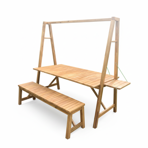 ชุดไม้อะคาเซียสำหรับคุยกันบนโต๊ะ1โต๊ะสี่เหลี่ยมม้านั่ง3-Seater เป็นมิตรกับสิ่งแวดล้อมทนทานทำจากไม้อะคาเซียสำหรับพูดคุยกลางแจ้ง - Product Image 1