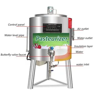 High Quality Small Dairy Pasteurizer Milk 500L 1000L Batch Pasteurization Tank Customized Milk Process Plant For Sale