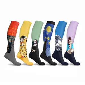 Professional compression socks funny famous art culture novelty socks breathable cotton socks chaussettes for man male