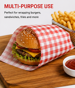 <b>Red</b> Checkered Greaseproof <b>Paper</b> Sheets 12x7.5 Inch for Food Packaging - Product Image 6