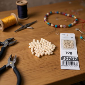 Perline Acriliche Beige Ilan da 8mm, 19g per Creazione di Gioielli - Product Image 3