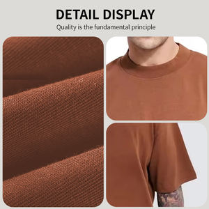 Fabricant en gros de T-shirts en coton tricoté 100% lourd, coupe oversize à épaules tombantes, style streetwear de luxe, vierges pour impression personnalisée - Product Image 5