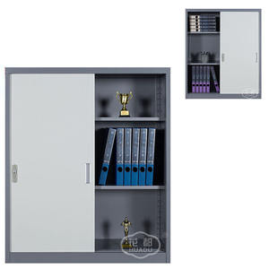 Meubles en métal demi-hauteur en métal 2 portes coulissantes vitrine d'angle en verre archives classeur en acier - Product Image 1