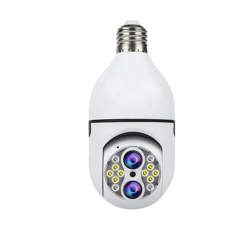 Nouvelle caméra de surveillance à tête de lampe de la série E27 avec vision nocturne polychrome à double mise au point suivi automatique et surveillance des ampoules