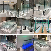 Balustrade en verre sans cadre HDSAFE 12-20 mm, main courante pour balcon, garde-corps en aluminium noir en forme de U, balustrade en verre LED pour terrasse en bord de mer