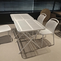 Ensemble table et chaises pliantes modernes pour l'extérieur, plateau en PP, pieds en acier inoxydable, résistant à l'eau, pour balcon, cour, loisirs