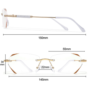 Vente en gros de lunettes de lecture sans monture pour femmes, verres convexes de haute qualité de luxe bloquant la lumière bleue - Product Image 5