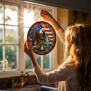 Atrapasueños de Vidrio con Diseño de la Historia Americana de los Últimos 250 Años, Adorno Colgante para Interiores - Product Image 4