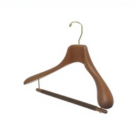 Cintres en bois de hêtre brun de luxe haut de gamme avec barre/hameçon pivotant à 360°, écologiques et de haute qualité pour les boutiques et les magasins de vêtements