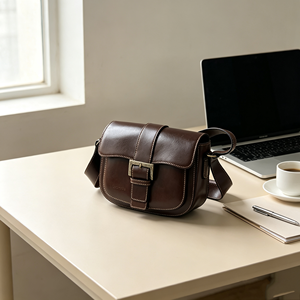 Women <b>Small</b> Retro Leather Saddle Bag Metal Buckle Flap Casual Crossbody Shoulder Handbag - Product Image 4