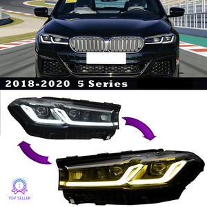 Pour BMW G30 Série 5 2018-2020, ensemble de phares à LED avec accent blanc DRL, feux de croisement quadruples, feux de route hexagonaux, phare Bi-LED - Product Image 1