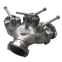 Katup Pembagi Air Portabel Tiga Arah Fleksibel Aluminium untuk Pemadam Kebakaran, Inlet 80mm, 3*65mm Outlet, Kopling Air Pemadam Kebakaran 1.6 MPa
