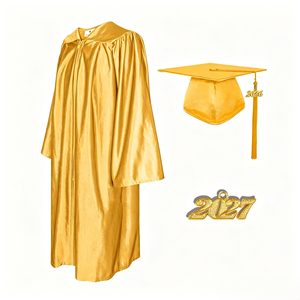 Ensemble <span class=keywords><strong>de</strong></span> Robe <span class=keywords><strong>de</strong></span> Remise <span class=keywords><strong>de</strong></span> Diplôme Tricotée Brillante Personnalisée Prix Usine 2026 avec Toque et Pompon Noir 100% Polyester pour Écoles Primaires et Collèges - Product Image 5