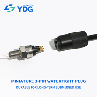 Connecteur Micro 3 Broches Compatible SubConn MCIL3F+MCBH3M Mâle Femelle 10A 300V IP69K 7000m Acier Inoxydable Plaqué Or Rond Marin