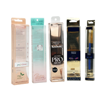 Boîte cadeau carrée transparente en PVC imprimée à l'or, en matériaux recyclés et recyclables, pour pinceaux et éponges cosmétiques