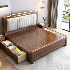 Lit double en bois massif blanc, mobilier de chambre à coucher très demandé, <span class=keywords><strong>grand</strong></span> cadre de lit avec matelas, <span class=keywords><strong>grand</strong></span> mobilier de chambre - Product Image 3