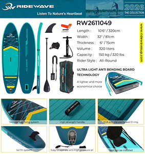<span class=keywords><strong>Tabla</strong></span> de Paddle Surf Inflable Ridewave de 10.6 pies, <span class=keywords><strong>Tabla</strong></span> de Surf Multifuncional para Navegación, Kit de <span class=keywords><strong>Tabla</strong></span> de Paddle Surf - Product Image 2