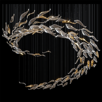 Lustre personnalisé en forme de poisson en cristal pour la décoration intérieure Longree, grand hall d'hôtel, escalier