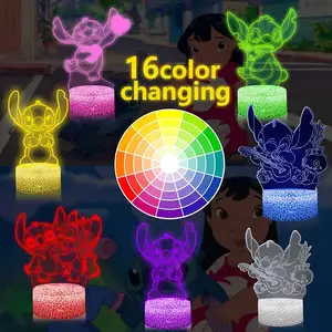 Lampe de nuit à l'effigie du dessin animé Lilo Stitch pikachu Froozen, Rechargeable par USB, décoration sonique, 16 couleurs changeantes - Product Image 1