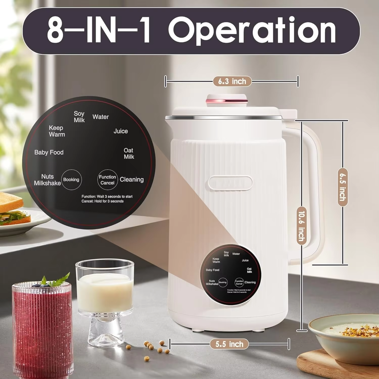 # 8-in-1 Automatic Blender – Nut Milk, Soy Milk, Oat Milk, Smoothie, Baby Food Maker & Juicer - View 3