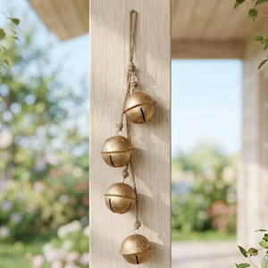 Antique Style <b>Brass</b> Wind Chime Round Bells Gold Plated Hanging <b>Ornament</b> for Home Decoration - Product Image 3