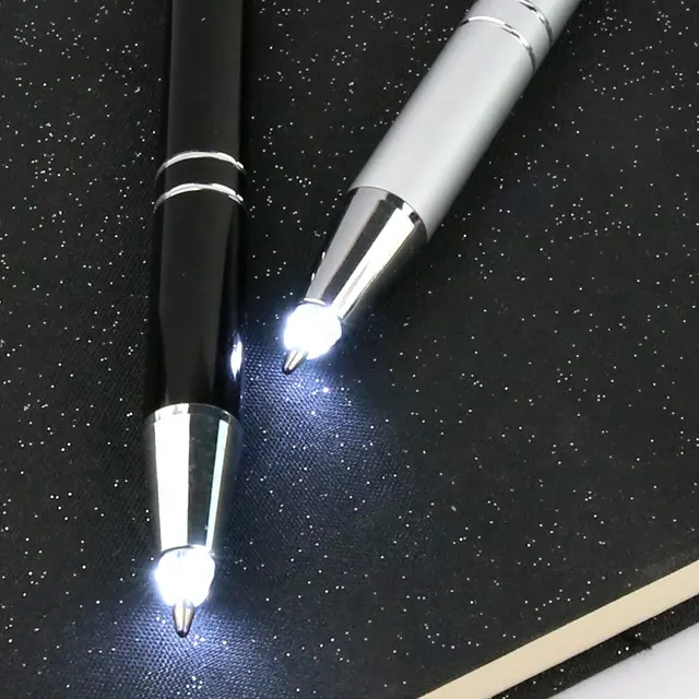 Aluminum Pen Promotional Aluminum Barrel Logo Custom Led Tip Light Pen