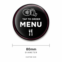 Autocollant de menu NFC en époxy rond 100*100mm/80mm en stock, carte NFC étanche pour commande par contact