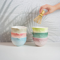 Ensemble de thé matcha personnalisé avec logo, 2 pièces, bol à matcha fait main et support pour fouet, ensembles de bols à matcha en céramique avec boîte de couleur