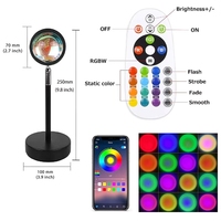 Lampe LED intelligente RGB effet coucher de soleil, projecteur USB, lumière d'ambiance murale, veilleuse avec télécommande sans fil, lampe de bureau