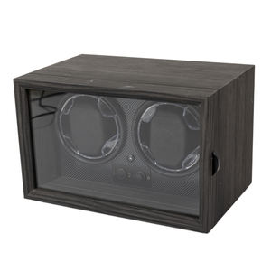 Boîte remontoir automatique pour 2 montres, entièrement intelligente, à arrêt automatique, silencieuse, motif bois d'ébène - Product Image 6