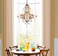 Lustre suspendu en fer forgé et cristal à LED, style européen moderne, hauteur réglable, pour salon duplex, villa, hall d'entrée