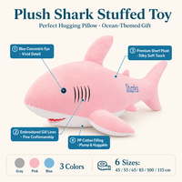 Vente en gros de coussins en peluche en forme de requin, 3 couleurs, 100% polyester, rembourrés en coton PP, jouet en peluche de grande taille, cadeau pour soulager le stress