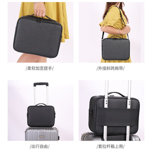 Trousse de maquillage Qihui en tissu Oxford noir, avec poignée souple, multifonction, pour rangement à domicile, avec miroir et compartiment pour outils de manucure - Product Image 1